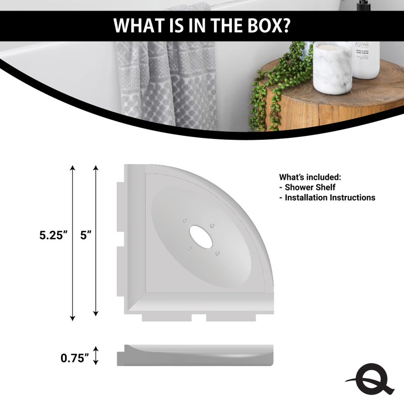 Questech 5" Shower Soap Dish Shelf for Inside Shower, Lugged for New Construction, Bath Organizer for Tiled Walls, Corner Soap Holder, Metro Lugged, Bright White Polished - Image 5